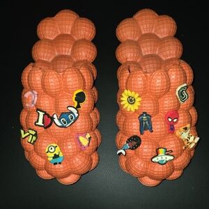 Orange Bubble Sandals with Charms